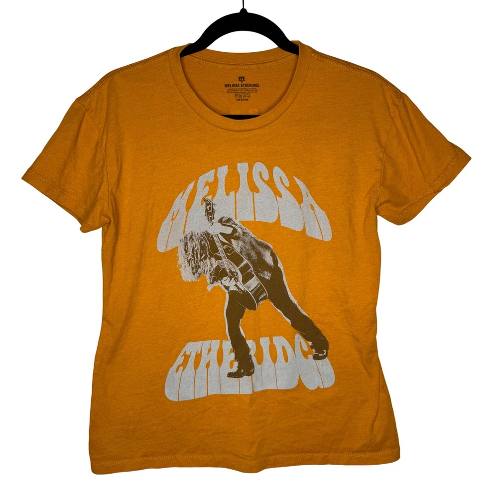 Melissa Etheridge 2023 Tour T-Shirt Sz Medium Mustard Yellow Graphic Band Tee